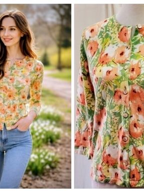 EDDIE BAUER Spring Flowers Cardigan